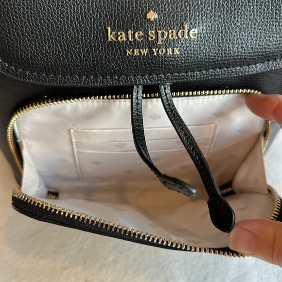NWOT Kate Spade Black Leather Small Backpack Purse & Wallet combination Bag - Picture 3 of 14